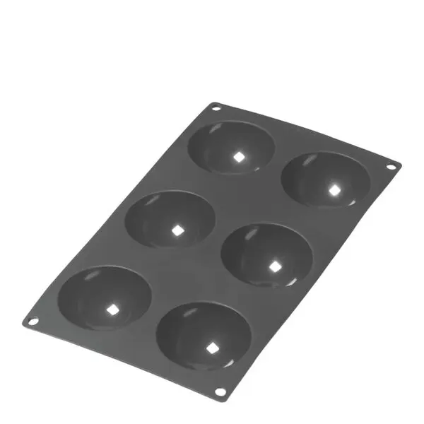 Silikonform halvkule 6 hull svart