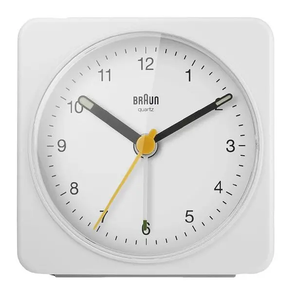 Vekkerklokke analog 7,8 cm hvit