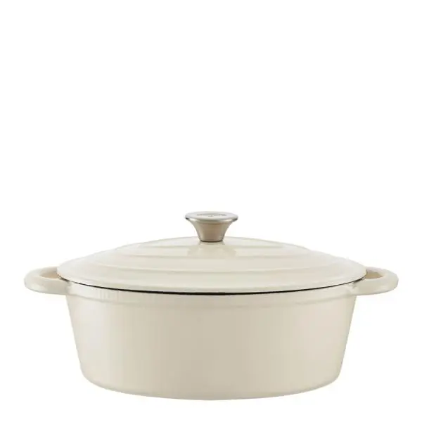 Oval støpejernsgryte 29 cm 3L krem