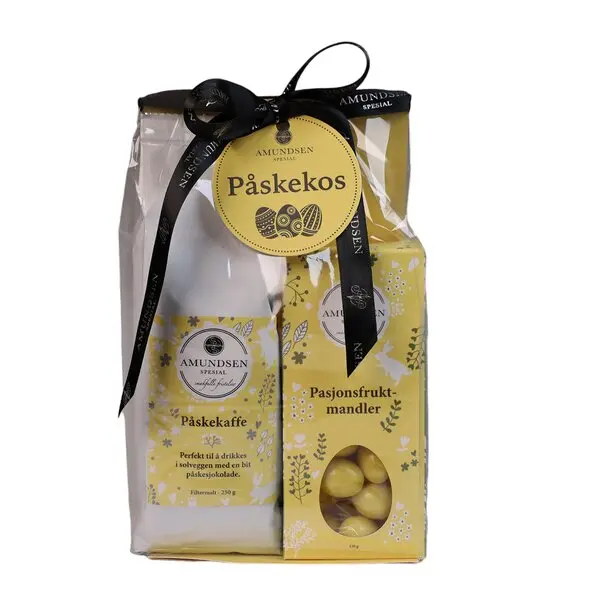 Påskegave med påskekaffe og pasjonsfruktmandler