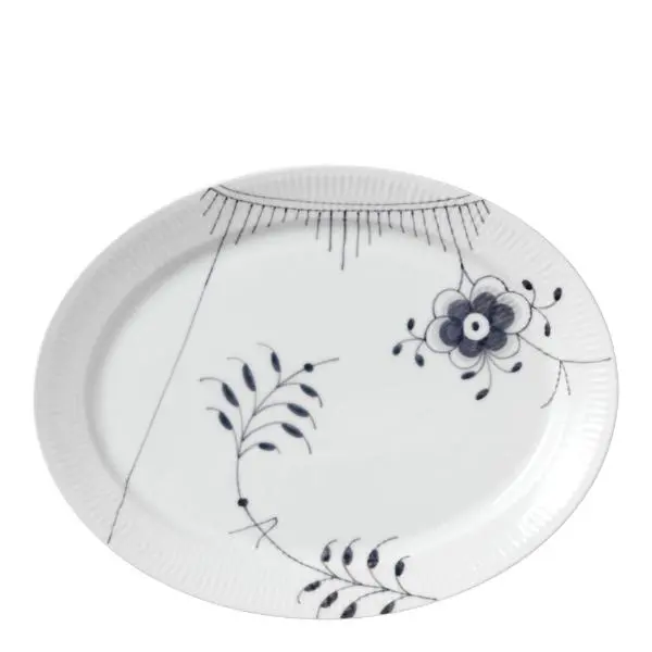 Sort Mega Riflet oval tallerken 35 cm 