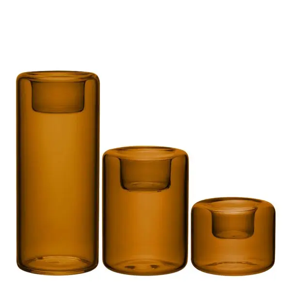 Happy lyslykt 6,8/10,5/15 cm 3 stk rav