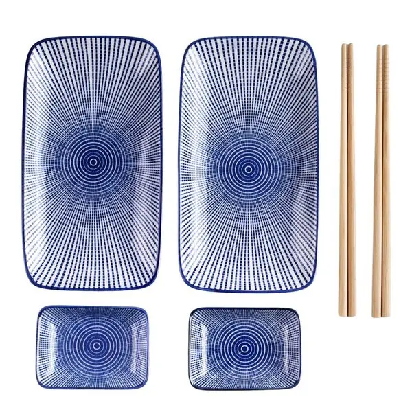 Sushisett for to personer blå/hvit