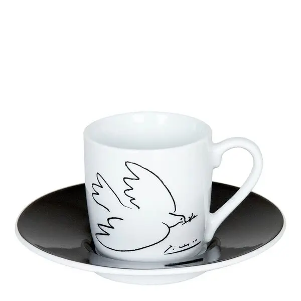 Picasso espressokopp med skål 8,5 cl 2 par La Colombe De La Paix
