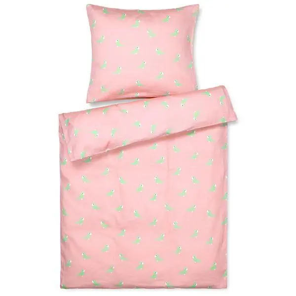 Sangfugl sengetøy 70x100 baby rosa