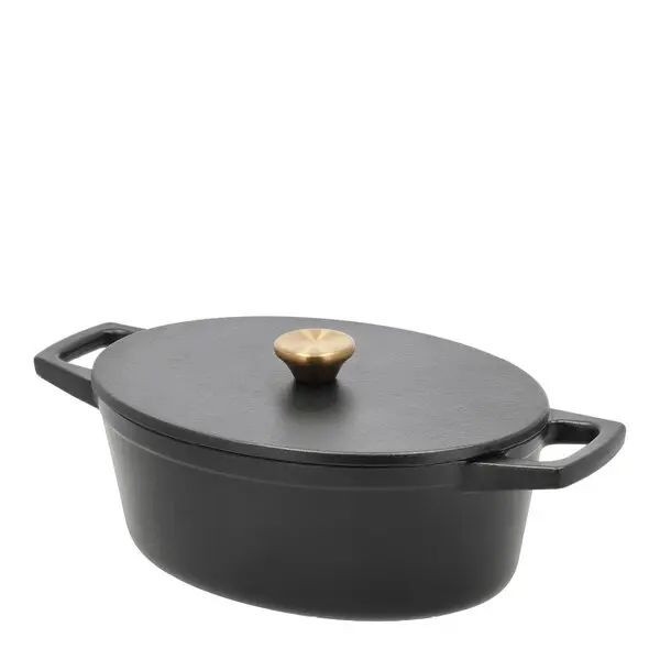 Støpejernsgryte oval 3,8L svart