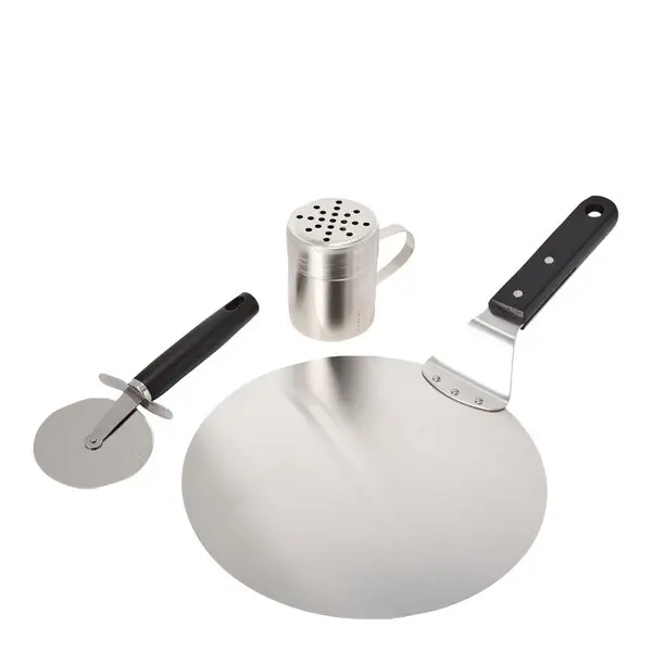 Pizzasett 3 deler svart/rustfri
