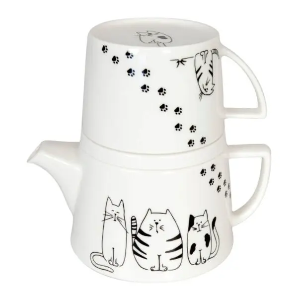 Tea For Me tekanne og krus 40 cl Funny Cats