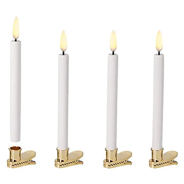 LED juletrelys m/holder 14x1,3 cm 4 stk nordic white