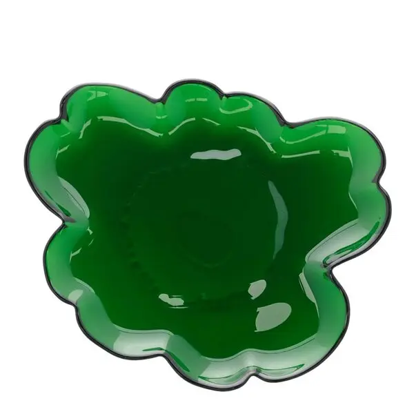 Unikko asjett glass 20 cm blomsterform grønn