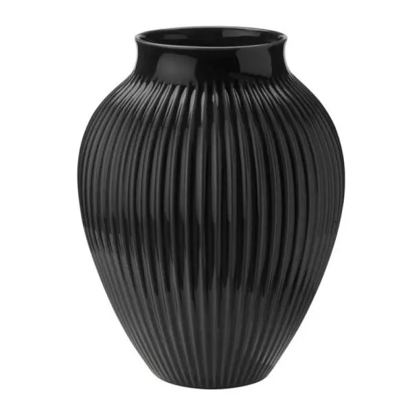 Vase riller 35 cm svart