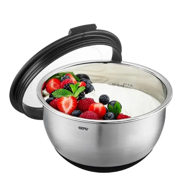 Muovo bolle m/lokk 1L/16 cm stål