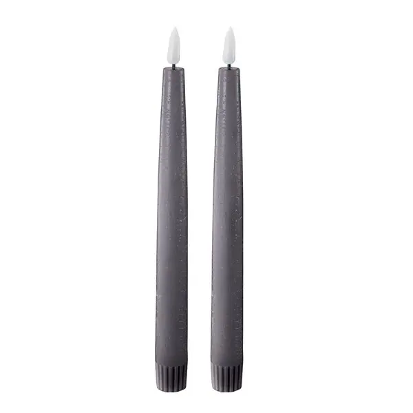 LED kronelys 2,2x22 cm 2 stk dark gray