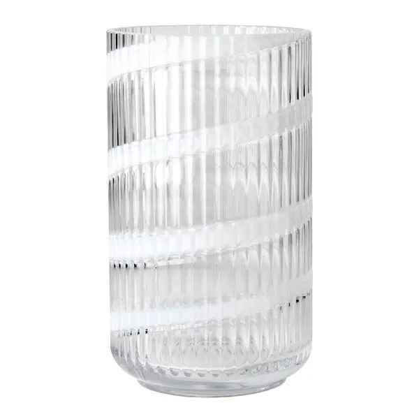 Vase munnblåst glass 25 cm swirl white