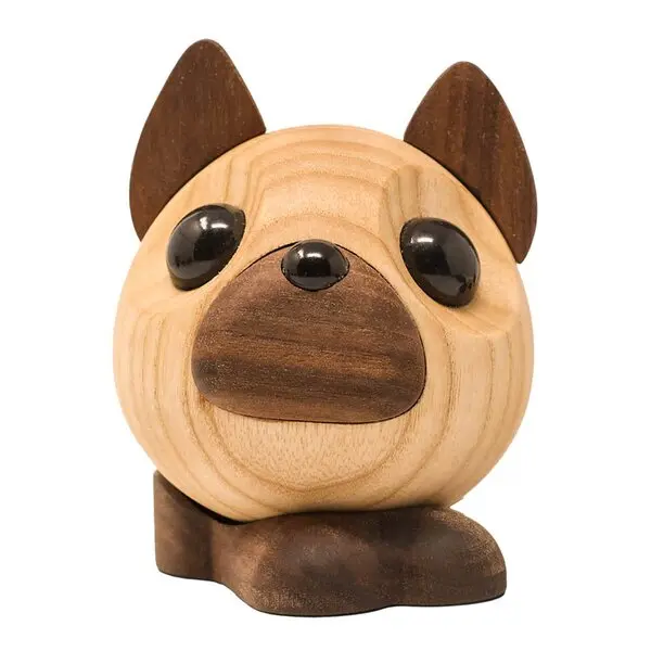 Benny fransk bulldog trefigur 10 cm ask/valnøtt