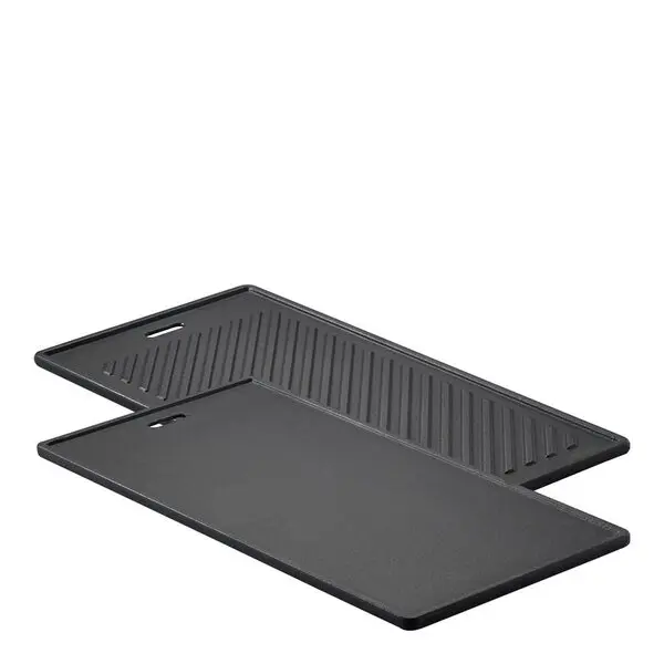 Grillplate i støpejern 45x24 cm svart