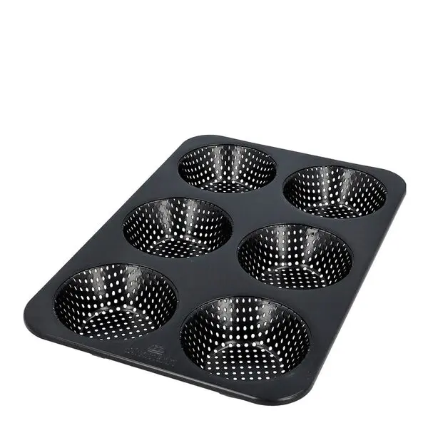 Bread Buddies hamburgerbrødform 6 stk perforert 32x21 cm svart