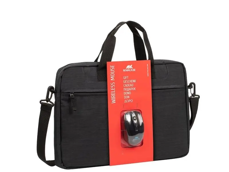 Rivacase 8038 + TRÅDLØS MUS, koffert, 39,6 cm (15,6"), skulderstropp, 470 g