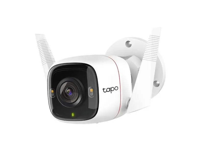 Tapo C320WS - Nettverksovervåkingskamera - Utendørs - Støvtett / Værbestandig - Farge (dag / natt) - 4 MP - 2160 x 1440 - 2160p - Fast brennvidde - Lyd - Trådløs - WiFi - GbE - H.264 - DC 9 V
