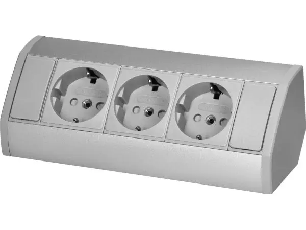 Orno Nest i møbel 3x2P+Z (Schuko), grå-sølv