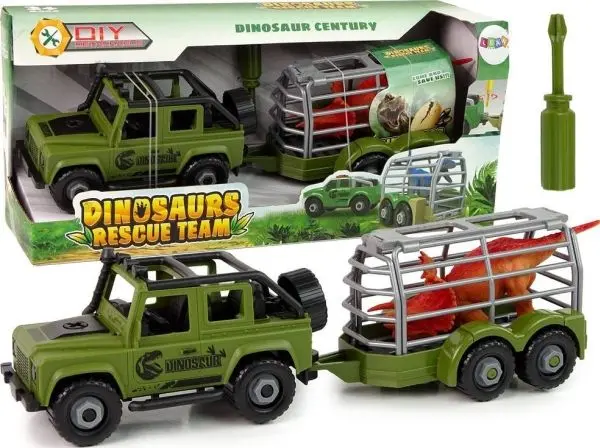 Lean Toys bil med tilhenger og dinosaur DIY