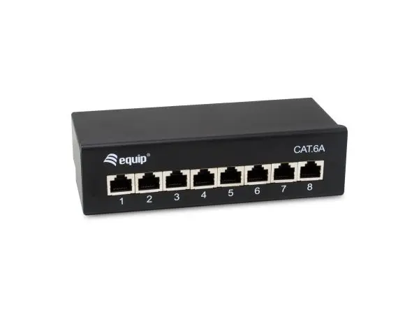 Utstyr Patchpanel 8x RJ45 Cat6A FTP 1HE Premium svart