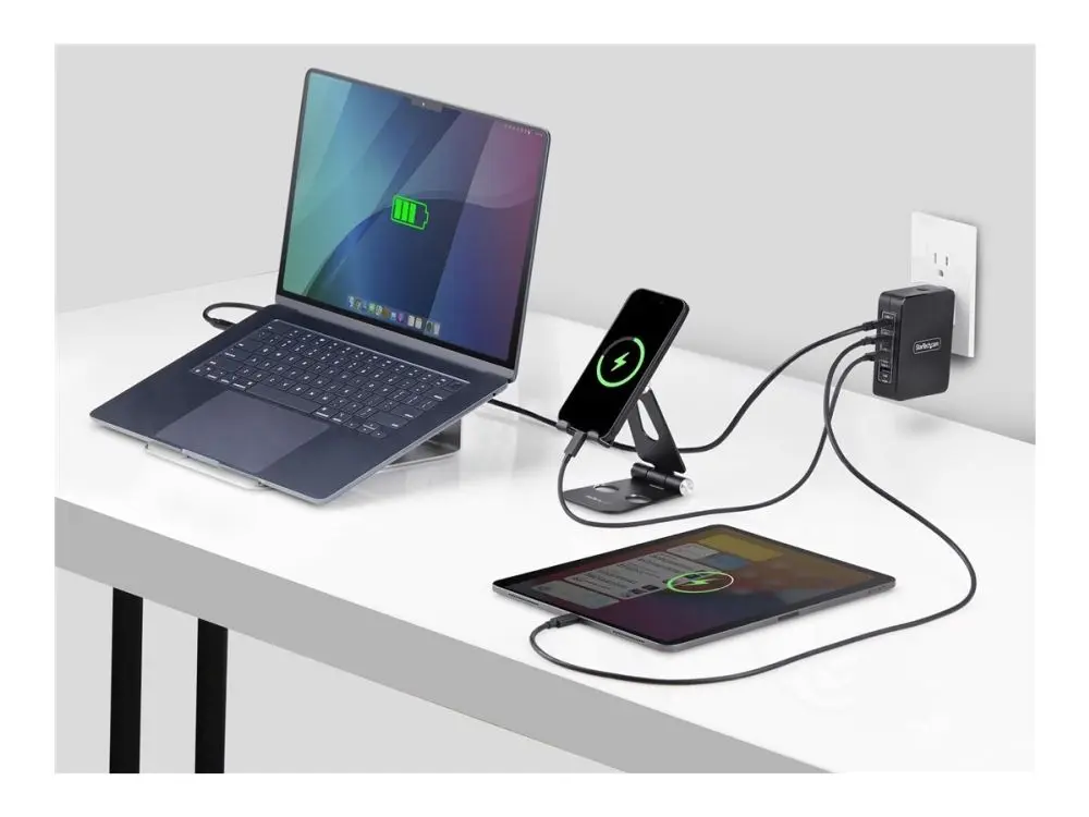 StarTech.com 140W USB-C Wall Charger, USB-C/USB-A, PD GaN Power Adapter - Strømadapter - GaN-teknologi - 140 watt - 5 A - Power Delivery 3.1 - 4 utgangskontakter (USB, 3 x USB-C)