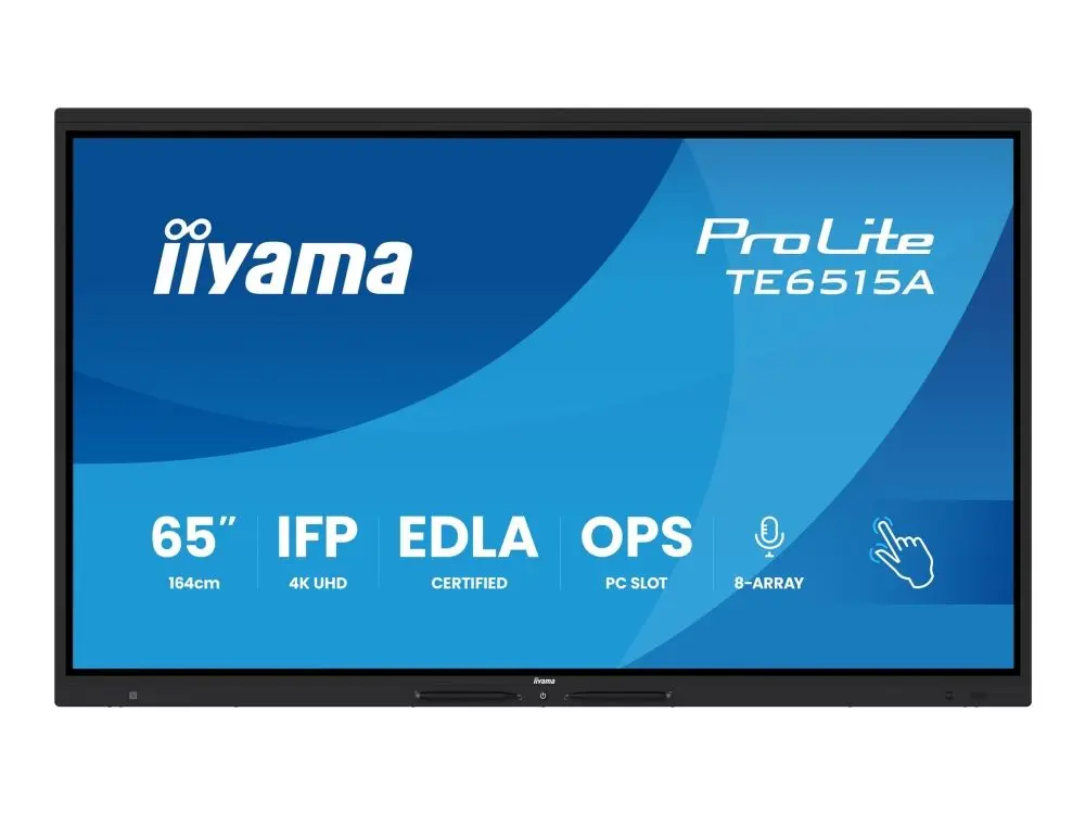 iiyama ProLite TE6515A-B1AG - 65" Diagonalklasse (64.5" synlig) LED-bakgrunnsbelyst LCD-skjerm - interaktiv digital skilting - med berøringsskjerm (multiberøring) / 8-mikrofonarray / valgfri innslags-PC-funksjonalitet - 4K UHD (2160p) 3840 x 2160