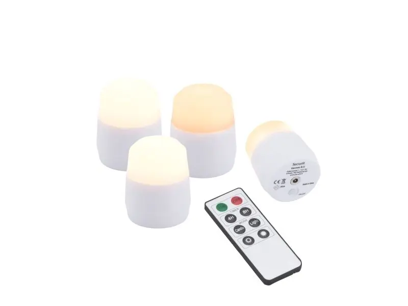 Securit® 4 stk. Ekstra AMSTERDAM LED Fyrfadslys, ekskl. ladestation, hvidt dæmpbart lys