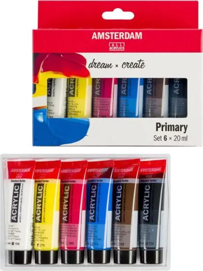 Amsterdam Standard Akrylmaling i tube 20ml - 6 Primærfarger
