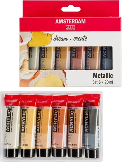Amsterdam Standard Akrylmaling i tube 20ml - 6 metalliske farger