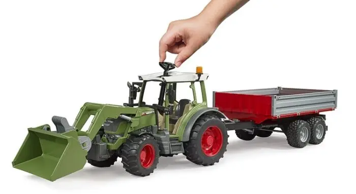 Bruder Fendt Vario 211 frontlaster traktor med henger - 02182