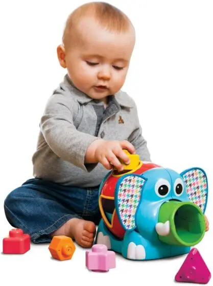 Bkids Spin and Pop Shape Sorter - elefant putteboks med 5 former