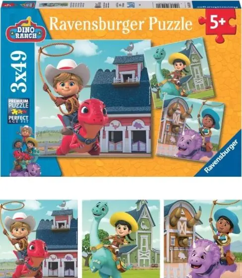 Ravensburger Dinogården puslespill 3x49 brikker
