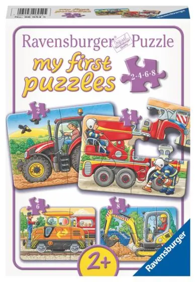 Ravensburger puslespill 2, 4, 6 og 8 brikker - kjøretøy