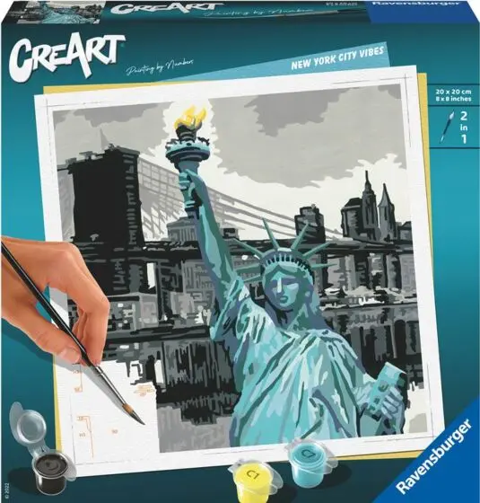 CreArt New York City malesett med forhåndstrykt lerret og akrylmaling
