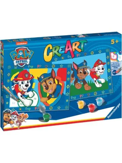 CreArt PAW Patrol malesett med 2 forhåndstrykte lerreter og akrylmaling