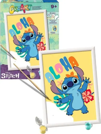 CreArt Aloha Stitch malesett med forhåndstrykt lerret og akrylmaling