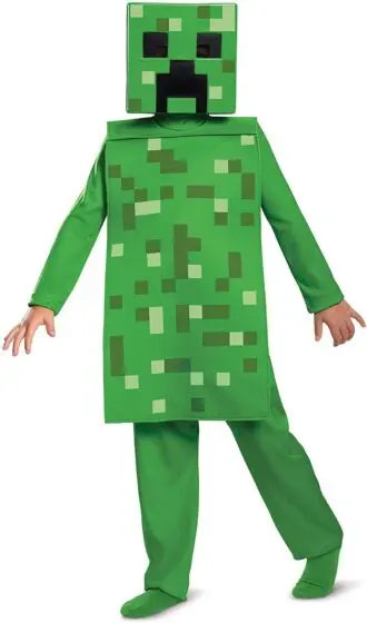 Minecraft Classic kostyme Small - 4-6 år - Creeper Jumpsuit med maske