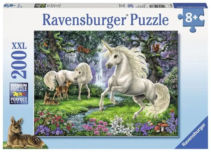 Ravensburger XXL puslespill 200 brikker - enhjørninger og rådyr i magisk hage