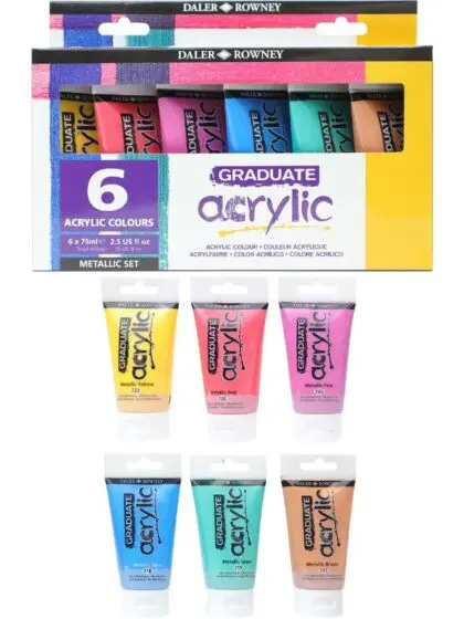 Daler Rowney Graduate akrylmaling i tube - 6 metalliske farger