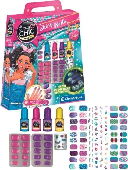 Clementoni Crazy Chic Skinnende negler - med neglelakk og dekorasjoner