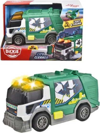Dickie Toys grønn søppelbil med lys og lyd - 46 cm