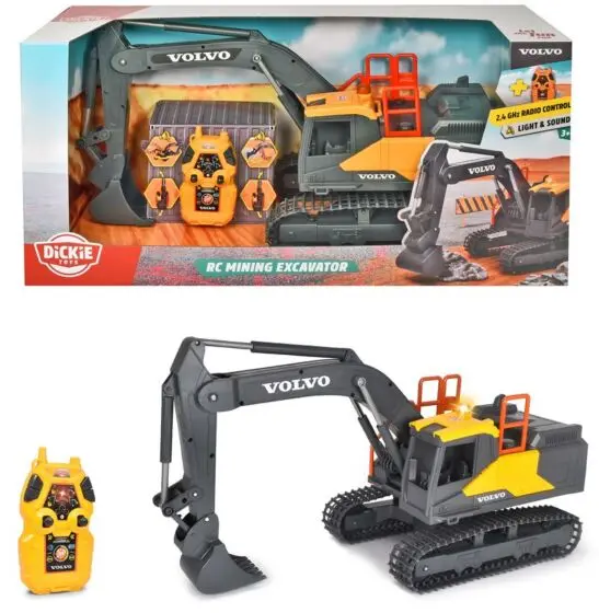Dickie Toys radiostyrt Volvo gravemaskin med lyd og lys - 70 cm lang