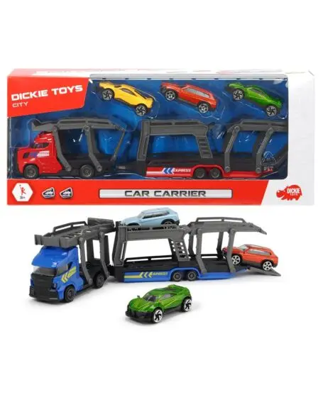 Dickie Toys biltransportør - 3 biler inkludert - blå
