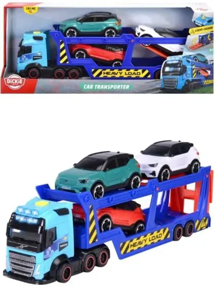 Dickie Toys Volvo FH16 biltransporter med lys, lyd og lekebiler