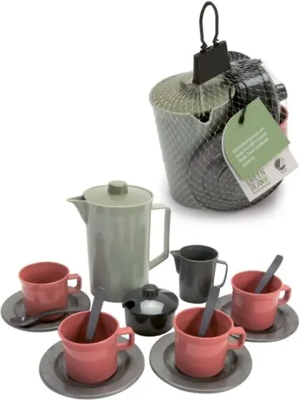 Dantoy Green Bean lekeservise - kaffesett i svanemerket gjenbruksplast - 17 deler