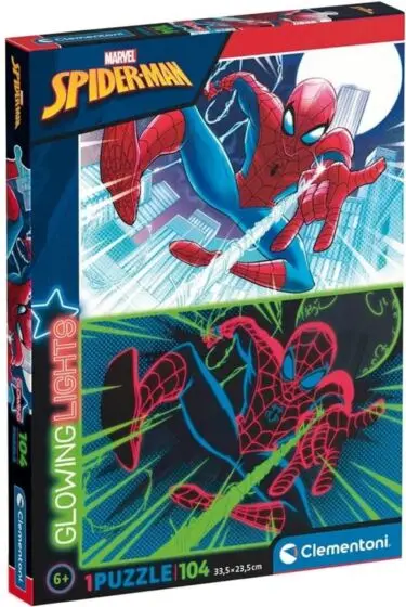 Clementoni SpiderMan puslespill 104 brikker - lyser i mørket