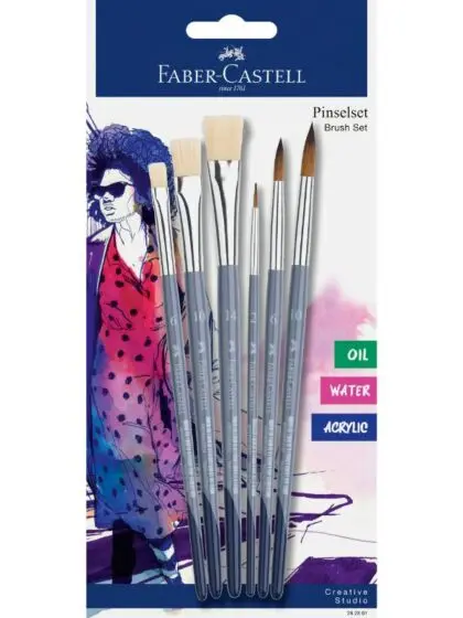 Faber-Castell penselsett - 6 malepensler i forskjellige størrelser
