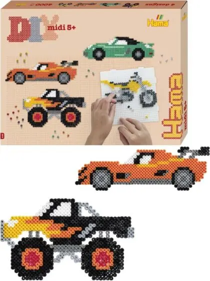 Hama Midi Kjøretøy eske med 4000 perler og perlebrett